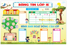 Thiết kế Bảng tin lớp 1E trường tiểu học file corel