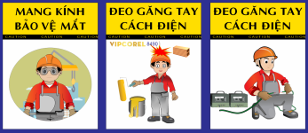 Biển mang kính bảo vệ mắt - đeo găng tay cách điện