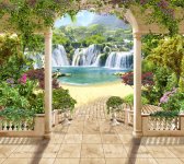 Tranh dán tường 3D phong cảnh thác nước đẹp #18