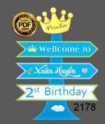 Market biển tên wellcome to Xuân Huyền 2st Birthday file CDR