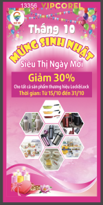 Standee mừng sinh nhật siêu thị tháng 10 giảm giá