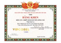 Bằng khen hội cựu chiến binh huyện Sông Mã corel