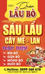 Biển vẫy quảng cáo Quán Lẩu Bò - Sáu Lẩu file corel