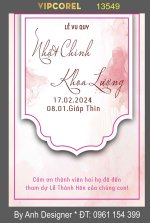 Bảng tên wedding Lễ Vu Quy màu hồng file corel