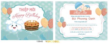Thiệp mời sinh nhật Bùi Phương Oanh file corel
