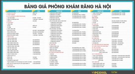 Bảng giá phòng khám Răng Hà Nội file corel