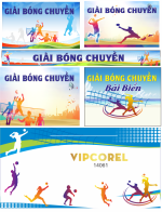 File corel Phông nền giải bóng chuyền Bãi Biển