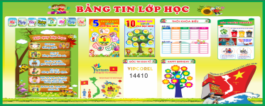 Bảng tin lớp học 2C - trường tiểu học mẫu 2025 file corel