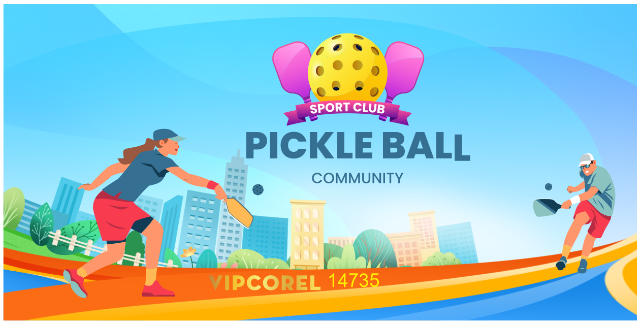 Phông nền sân Pickleball thi đấu giải file corel #14