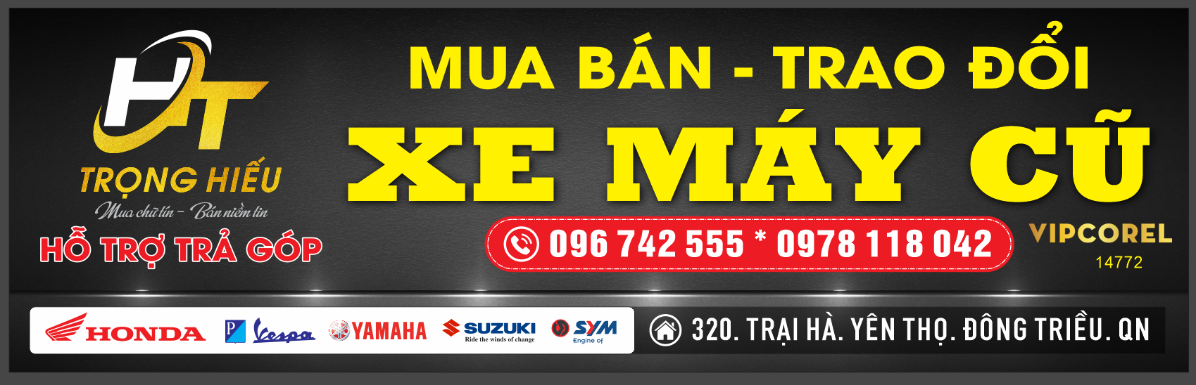 Biển QC mua bán trao đổi xe máy cũ file corel