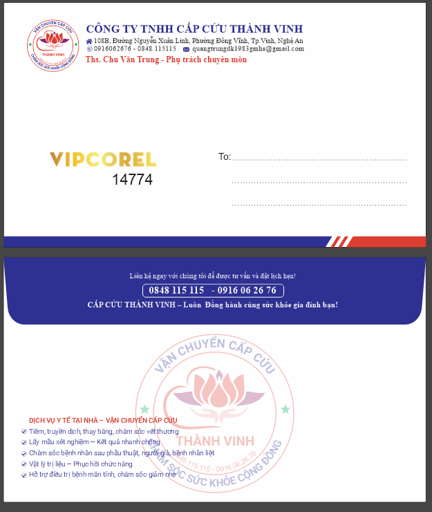 Phong bì công ty cấp cứu Thành Vinh file corel