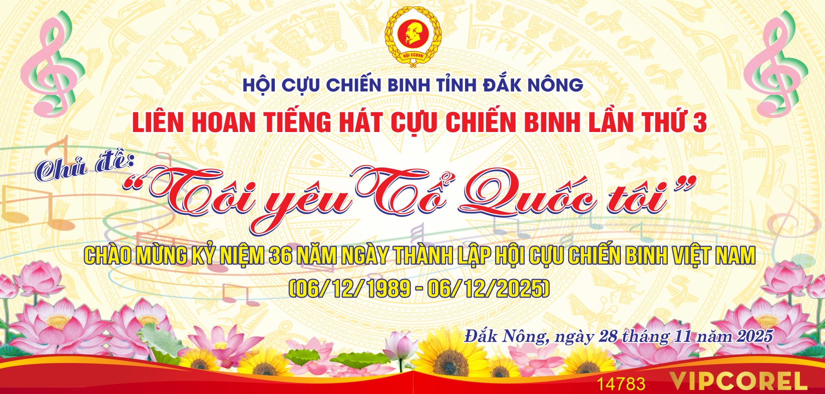 Backdrop Liên hoan tiếng hát Cựu chiến binh file corel