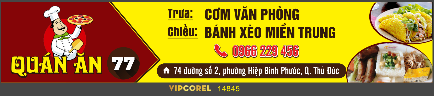 Biển quảng cáo quán ăn 77 - cơm văn phòng