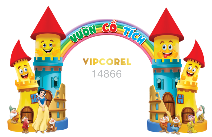 Cổng khu lâu đài - vườn cổ tích 2025 file vector