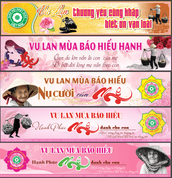 Băng rôn Kính mừng đại lễ Vu Lan 2025 file corel