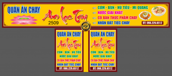 Market biển quán ăn chay An Lạc Trai - cơm - bún file CDR
