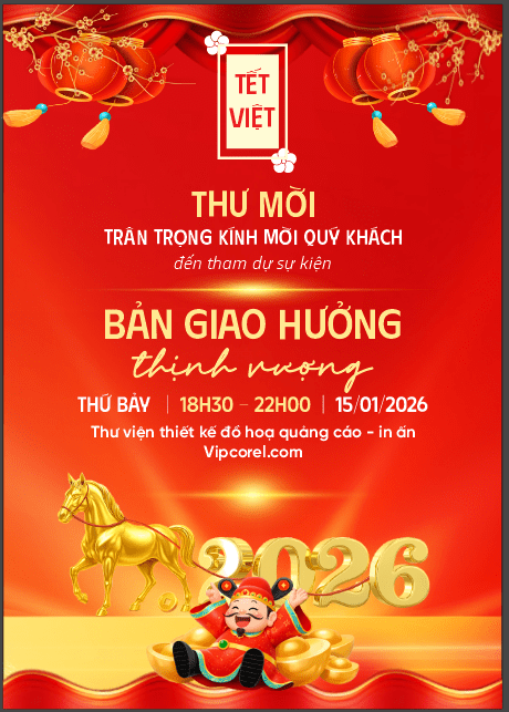Thư mời chúc mừng năm mới 2026 file corel