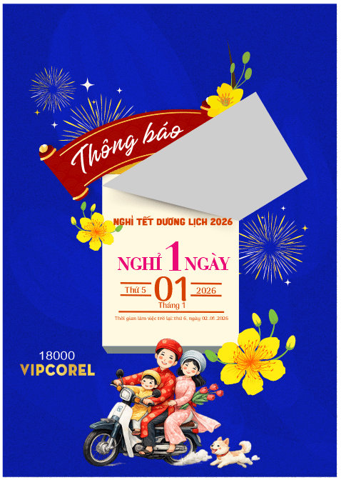 Poster thông báo nghỉ tết dương lịch 2026 #4