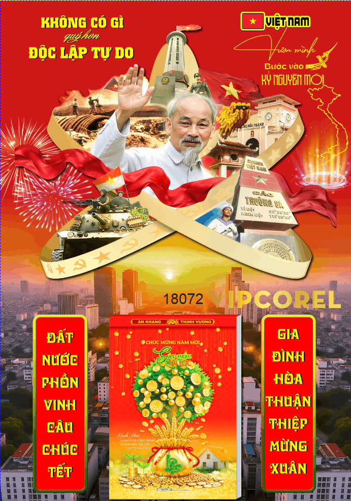Mẫu tranh lịch tết treo tường 2026 file corel