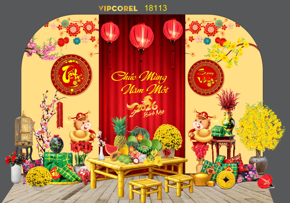Market Chúc mừng năm mới 2026 file corel #556