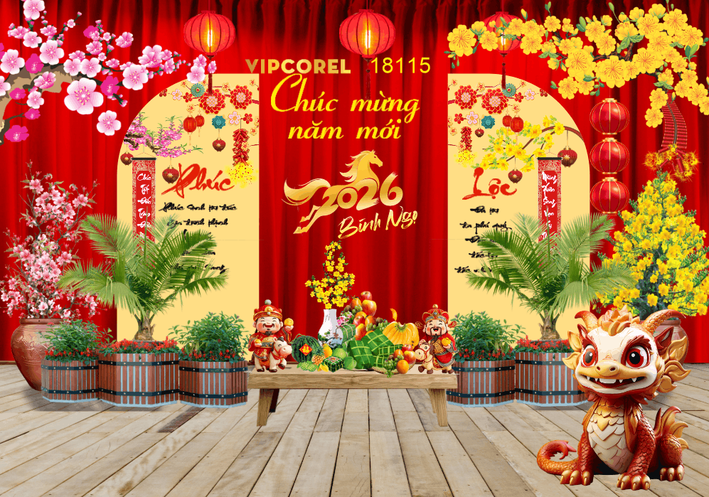 Market Chúc mừng năm mới 2026 file corel #558