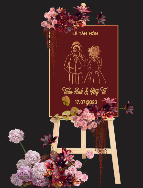 Bảng tên cô dâu chú rể để cổng wedding welcome #7