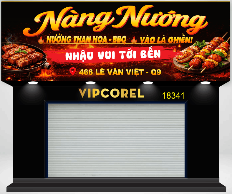 Biển bảng QC Nàng Nướng - nướng than hoa BBQ