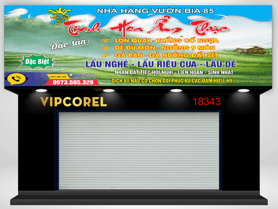 Bảng biển nhà hàng Vườn Bia 85 file corel x7