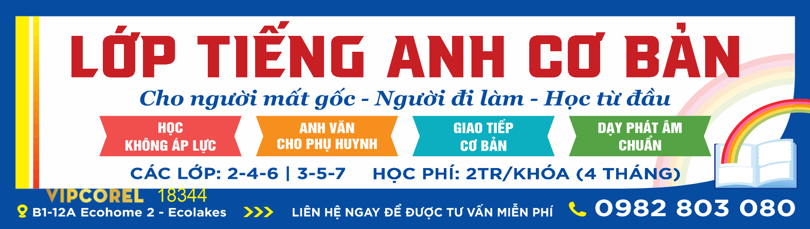 Biển bảng Quảng cáo Lớp tiếng anh cơ bản file cdr