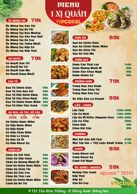 Menu nhà hàng 1 Xị Quán file corel x7
