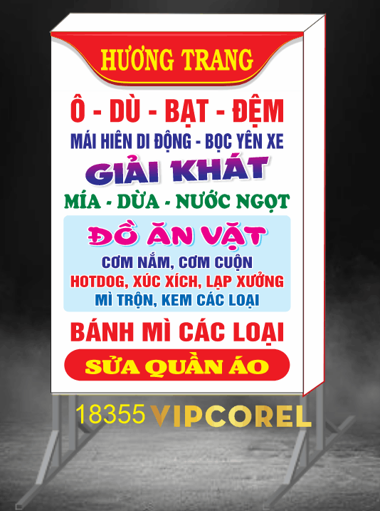 Biển vẫy Hương Trang ô dù bạt đệm - ăn vặt