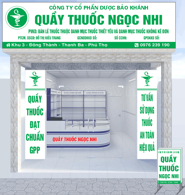 Biển bảng Quảng cáo Quầy thuốc Thu Ngọc file cdr