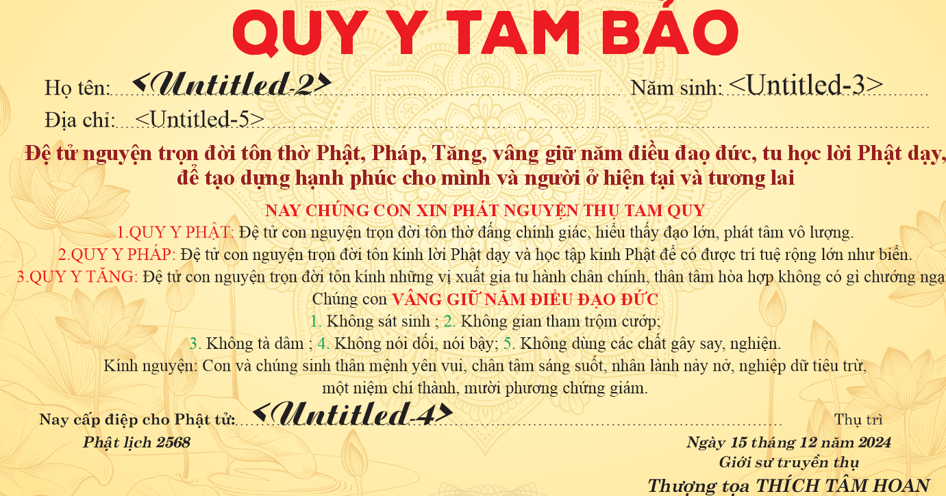 Giấy chứng nhận Quy Y Tam Bảo #2 file corel x7