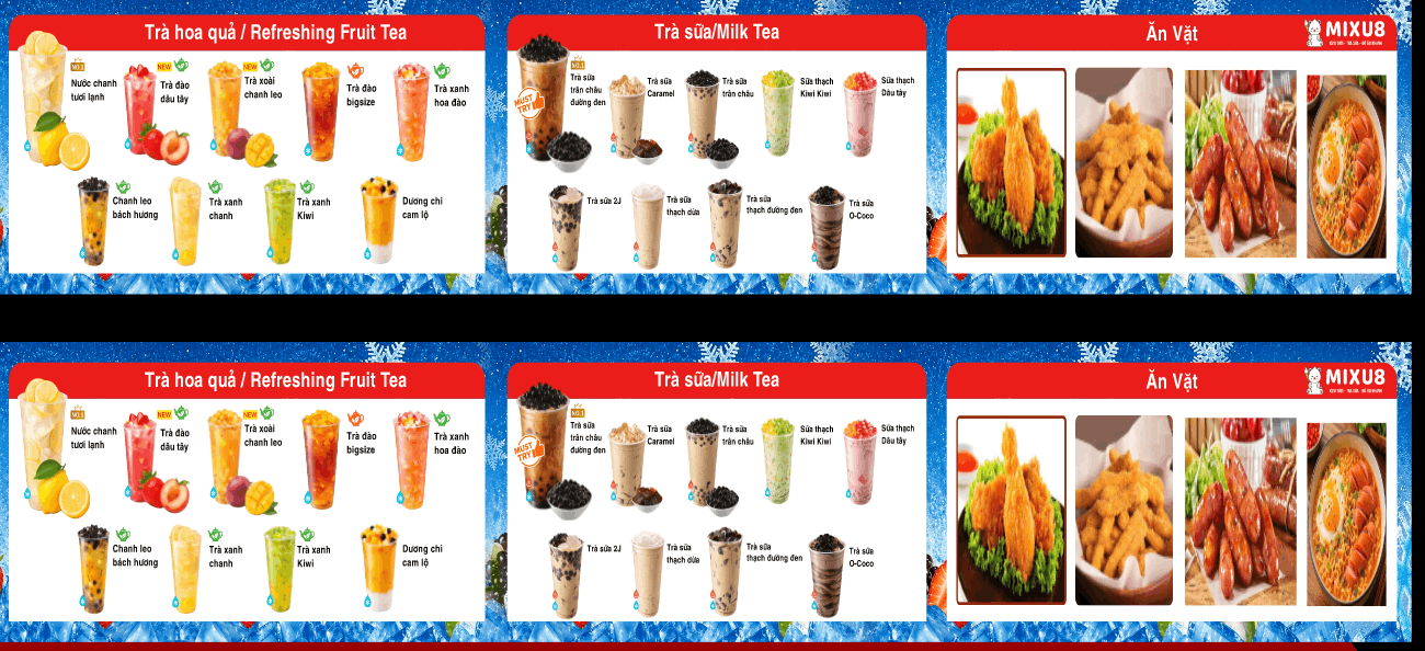 Menu treo ngang trước cửa quầy kem trà sữa file cdr