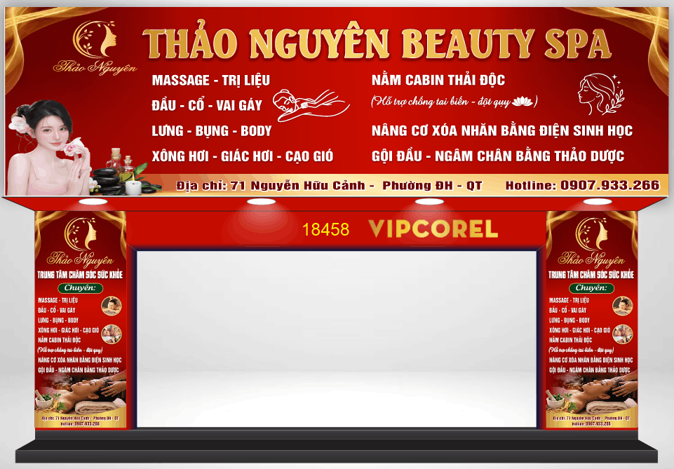 Biển QC Thảo Nguyên Beauty Spa massage file cdr x7
