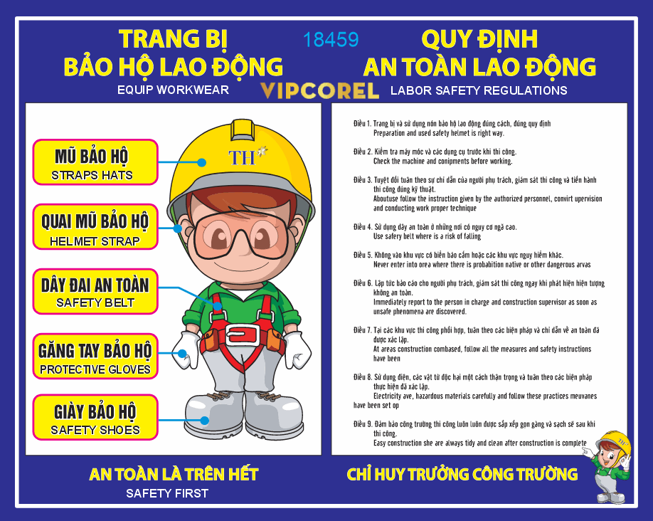 Bảng Quy Định An Toàn Lao Động Trang bị bảo hộ