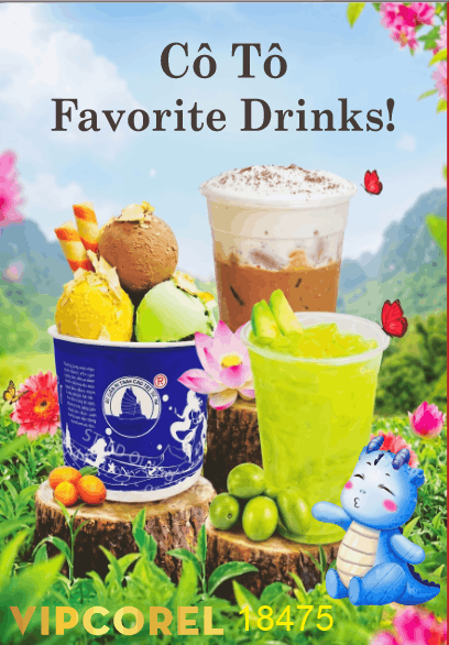 Biển vẫy đồ uống Cô Tô Favorite Drinks! file corel