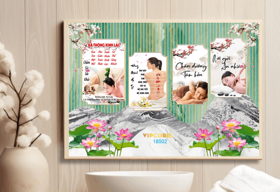 Tranh 3D kết hợp hình ảnh trị liệu Đông y