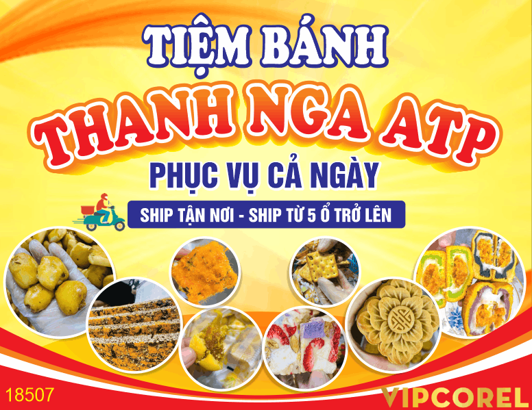 Biển bảng QC Tiệm bánh Thanh Nga ATP file cdr