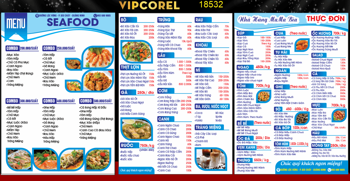 File menu SeaFood nhà hàng MaMa Bia thực đơn