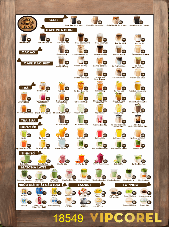 Menu cafe nhà Nâu drink nước giải khát trà sữa