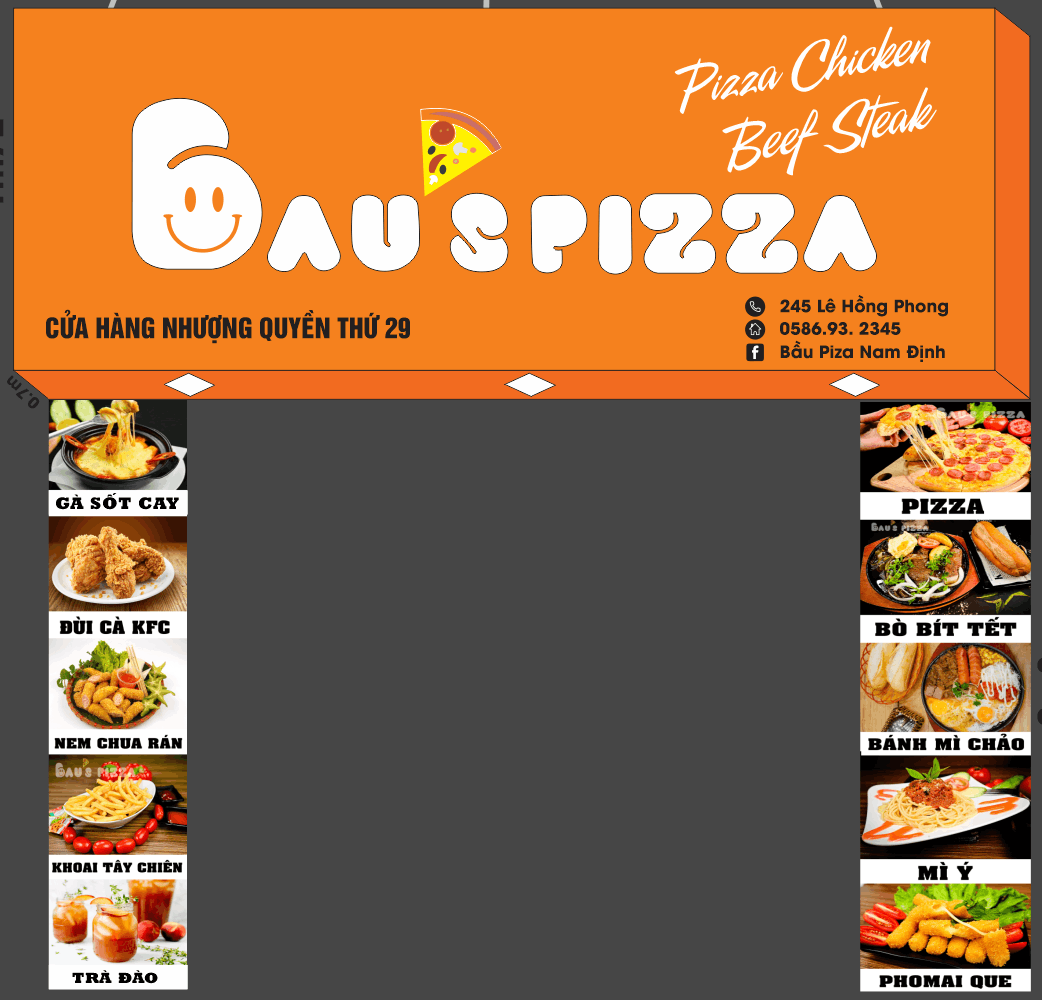 Biển bảng Bầu Pizza 2026 file thiết kế corel