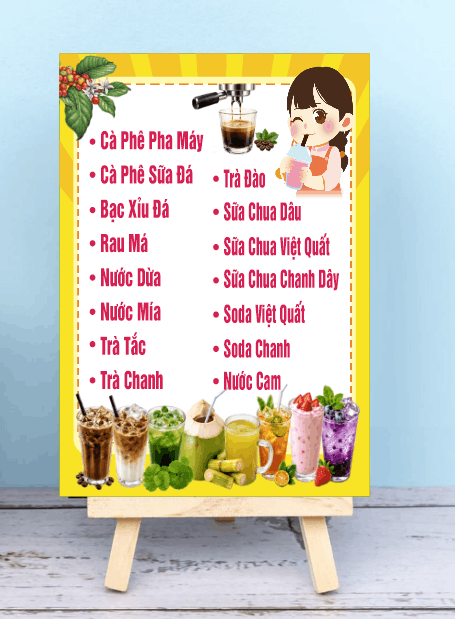 Bảng tên Menu Đồ uống mùa hè file cdr