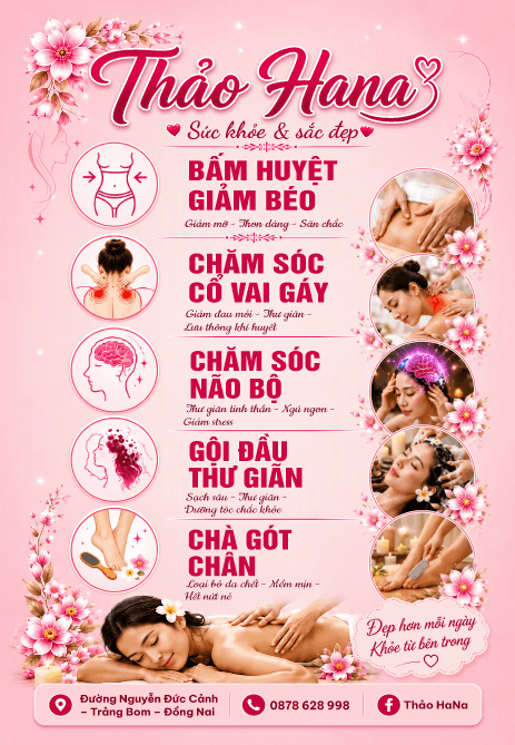 Biển vẫy Thảo Hana sức khỏe sắc đẹp bấm huyệt