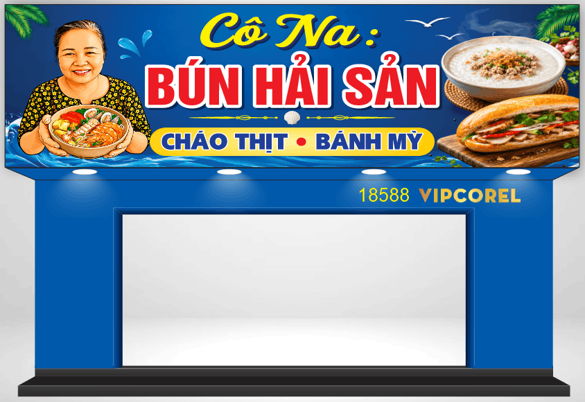 Biển bảng cô Na bún hải sản file corel x7