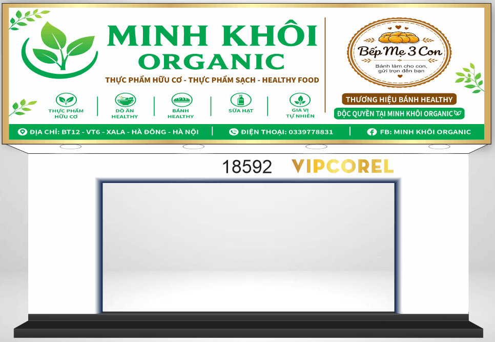 Biển bảng tiệm bánh Minh Khôi Organic thực phẩm