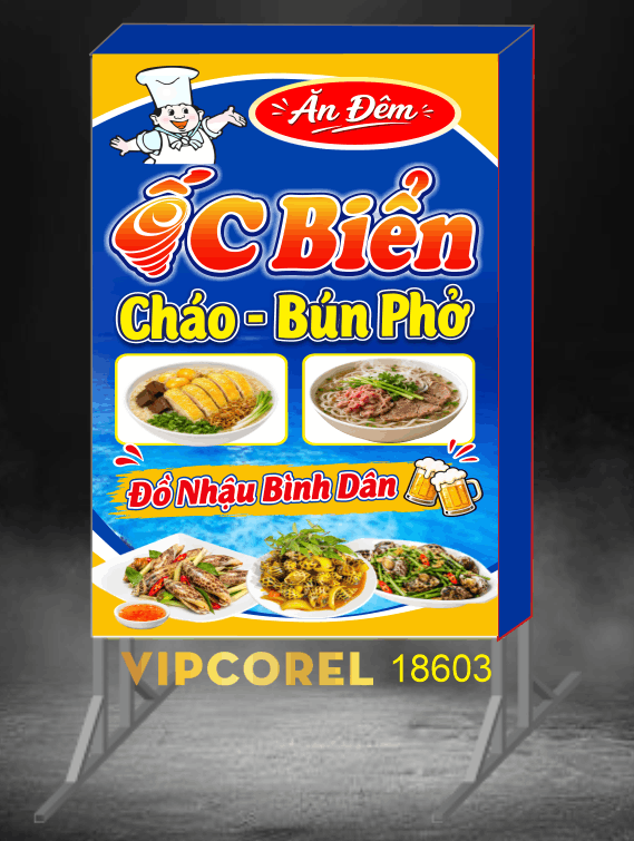 Biển vẫy Ốc Biển cháo - bún phở file cdr