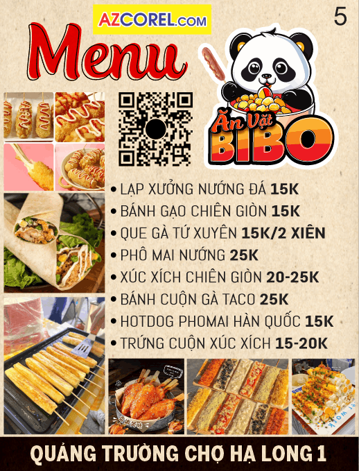 Menu ăn vặt BIBO tại chợ Hạ Long file cdr