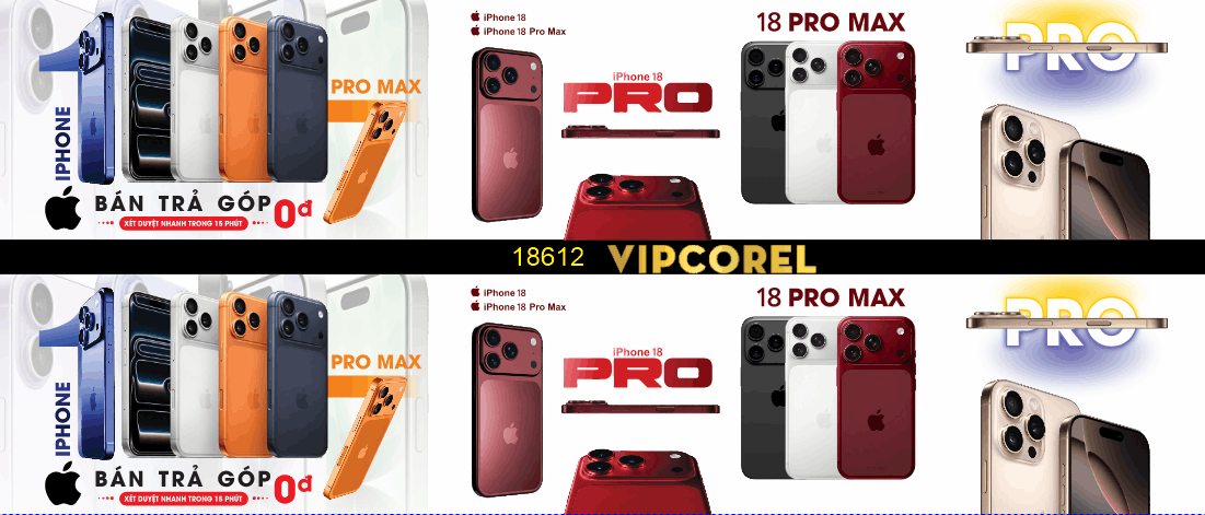 Banner quảng cáo Iphone 18 Pro Max bán trả góp 0%