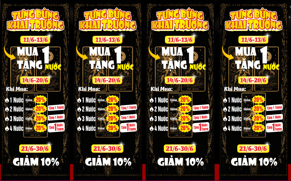 Phướn thả tưng bừng khai trương mua 1 tặng nước